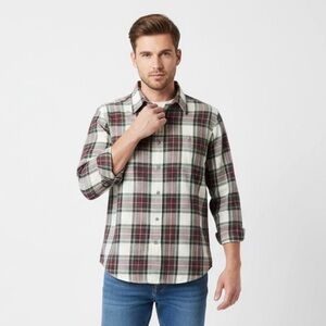 Viyella Men’s Stewart Tartan Plaid Wool Blend Flannel Button Up Shirt Small